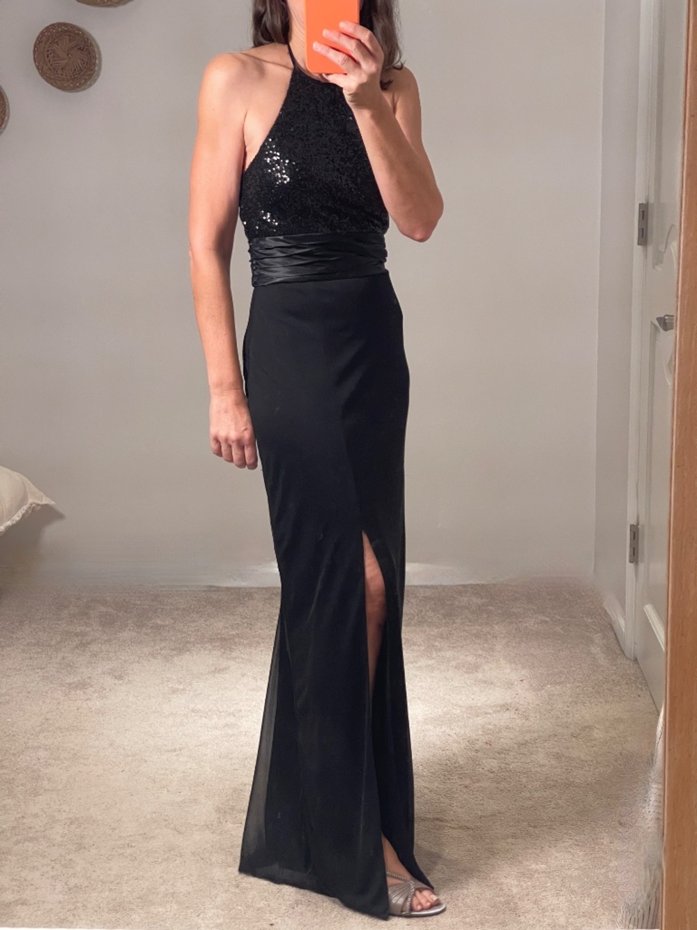 Xtraordinary open back sequin party black long dress women 5 (S)